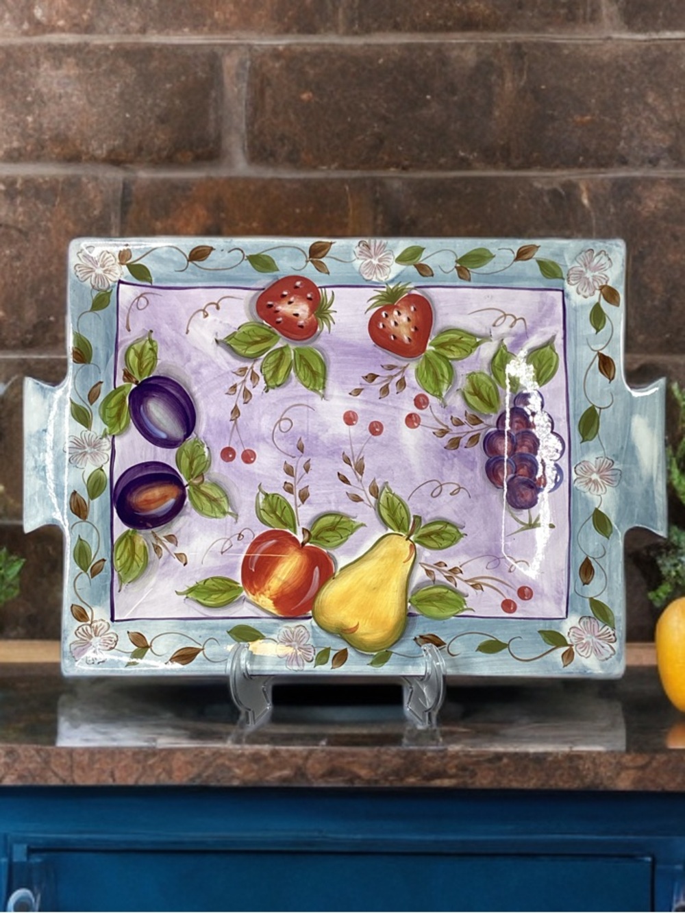 Gibson Elite Bella Fruita Rim collection Large Serving Plate 19x13”
